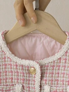 Souflis Souflis 两件套：优雅复古法式圣诞夹克和裙子套装，适合女婴，适合派对、聚会等场合，2025 年秋冬 - 粉色 - 查看 3