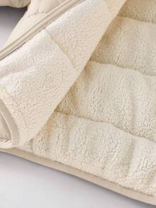 Emery Rose Kids Emery Rose Kids 年轻女孩纯色休闲连帽拉链棉服外套 - 米色 - 查看 7