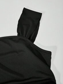 SHEIN 2 件套褶皱吊带背心 + 印花工装裤配蝴蝶结套装，青少年女孩甜美可爱休闲装，春夏，适合日常、通勤、休闲外出和聚会 - 粉色 - 查看 5