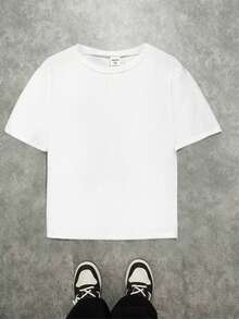 Casual Mode Rund Hals Tryckt Stickad T-shirt För Tween Pojkar Kläder Sommar T-shirt Grafiska T-shirts Ungdom - Vitt - Visa 2