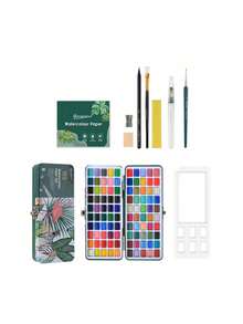 50/100/128/168色固体水彩颜料套装，便携式金属盒，绘画颜料套装，适用于绘画、户外写生、美术爱好，包含金属色和荧光色，返校季必备，学习用品 - 固體水彩顏料套裝 - 查看 11