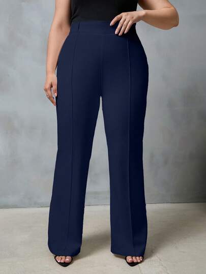 EURMUSE Plus High Waist Flare Leg Suit Pants
