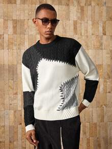 AKNOTIC Brand Men's Loose Fit Sweater - Black - View 5