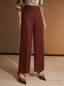 MOTF PREMIUM LACE PATCHWORK SUIT PANTS, AUTUMN/WINTER - Burgundy - View 5