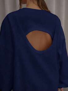 MUSERA Oversized Cut Out Back Open Armhole Sweatshirt Dress Classy Cute Sexy Streetwear Fall Autumn Night Out Blancs