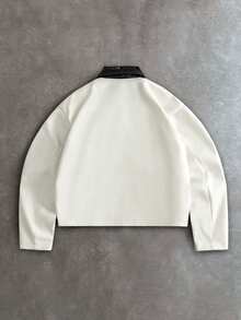 PAVTROS 加大码男士夹克外套，成熟休闲风，杏色和黑色撞色仿皮面料，领口拉链，短款夹克，常规版型，适合圣诞节、日常街头穿搭和聚会，是送给男友/老公周年纪念日的完美礼物。男士短款夹克，男士夹克，男士拉链上衣，黑白夹克，Y2K风格夹克，冬季，男士街头服饰，宽松。品牌：我爱我的男友，图案，加大码男士 - 杏色 - 查看 2