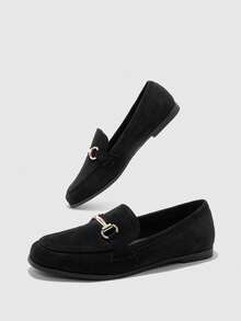 CUCCOO BIZCHIC Women's Casual Solid Color Comfortable Flats For Christmas Spring Shoes - Black - View 10