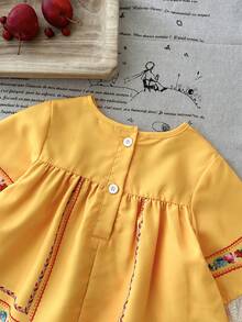 SHEIN 2pcs/Set Baby Girls' Casual Pattern Print Top And Pants Set, Suitable For Spring/Summer, Home, Outdoor, Holiday, Party, Daily Wear - Multicolor - View 9
