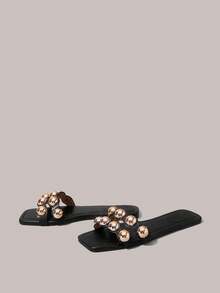 Styleloop Giày sandal đế vuông khóa kim loại màu đen, thường ngày cho ngày lễ, tiệc tùng, hẹn hò, phong cách Bohemian, phương Tây, lễ hội âm nhạc, kỳ nghỉ ở bãi biển - màu đen - Xem 3