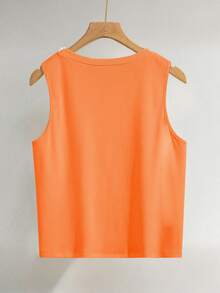 Resyla Blusa elegante con decoración de cuentas para talla grande - Naranja - Ver 2