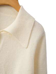 GlowEve CURVE Women's Casual Turndown Collar Long Sleeve Loose Fit Plus Size Cardigan, Outerwear For Autumn/Winter - Apricot - View 4