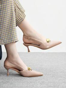 CUCCOO BIZCHIC 女士尖头金属装饰搭扣设计时尚高跟鞋 - 粉色 - 查看 1