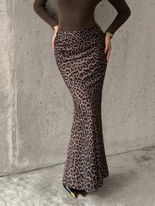 Firerie 女士优雅豹纹低腰缎面长裙，女士优雅简约浪漫约会办公百搭豹纹缎面半身裙，街头风豹纹半身裙，复古豹纹半身裙，秋冬豹纹套装半身裙，春夏秋冬服装，印花半身裙，超长修身百褶半身裙，春秋冬服装，优雅，通勤，休闲，日常，简约，工作装 - 彩色 - 查看 8