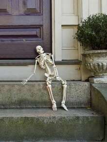 One 35-Inch Halloween Skeleton Anatomical Model, Realistic Human Bone Decoration, Spooky Party Prop, Adds A Festive Atmosphere To Rooms, Homes, Themed Parties, Family Gatherings, And Outdoor Garden Hanging Decorations (Easy To Hang). - Multicolor - View 8