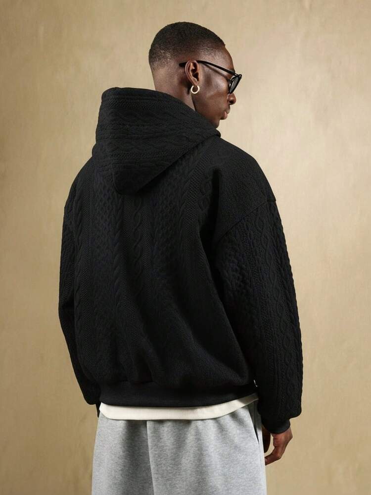 Bluza z kapturem i zamkiem błyskawicznym Cable Knit