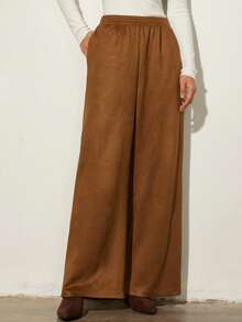 Aveloria Modichic Caramel High Waist Straight Leg Casual Loose Fit Pants - Coffee Brown - View 5