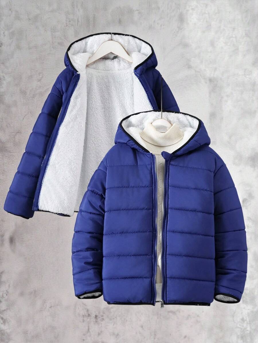 Vacaura Abrigo acolchado con capucha para niños, acolchado grueso para invierno - Azul Marino - Ver 1