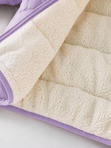 Emery Rose Kids Emery Rose Kids Young Girl Plain Casual Hooded Zip-Up Padded Coat - Mauve Purple - View 7