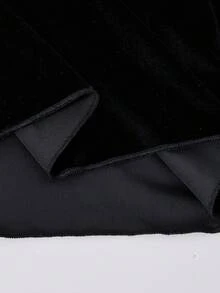 SHEIN ChillGRL Romweezy Girls Velvet Asymmetrical Off-Shoulder Backless Flare Sleeve Dress, Elegant Solid Color Suitable For Casual, Party, Holiday Wear In Autumn/Winter - Black - View 8