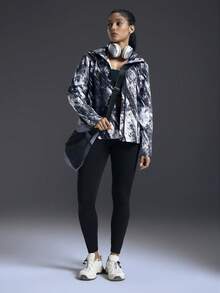 Powerista Women's Casual Thick Printed Sports Jacket, Suitable For Autumn/Winter - Black and White - View 7
