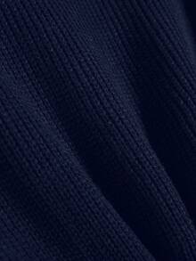 SHEIN 青少年男童纯色圆领针织毛衣，休闲百搭套头衫，适合通勤、上学、日常休闲、旅行、户外活动、大学派对、秋冬季穿着。 - 藏蓝色 - 查看 7