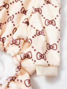 PETSIN 1 Piece Bow Polka Dot Printed Pet Jumpsuit Beige Autumn/Winter Flannel Warm And Comfortable Pet Warm Clothing - Multicolor - View 6