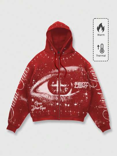 Street Life Sudadera con capucha de manga larga con cremallera, de moda creativa y casual con cordón para hombre