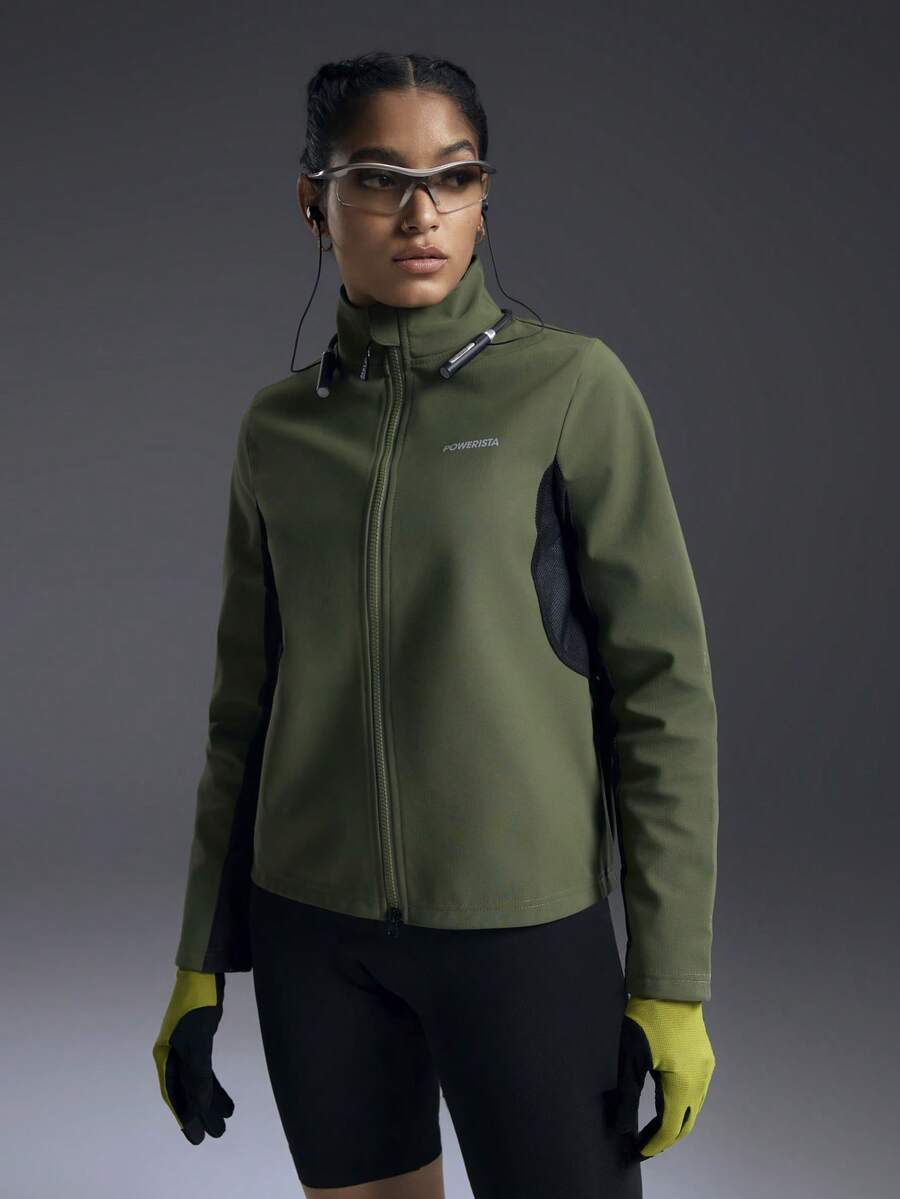 Powerista Women's Outdoor Cycling Jacket, Thermal Lined, Autumn/Winter - Olive Green - View 1
