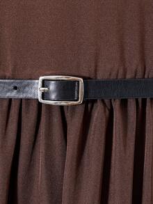 SHEIN ChillGRL Gaun Gaya Preppy Lengan Panjang Berlipit dengan Kerah Warna Kontras untuk Anak Perempuan Remaja - Mocha Brown - View 4