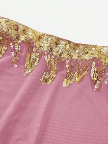 5件套亮片流苏网纱无钢圈女式泳衣 - 淺粉色 - 查看 8