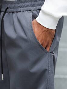 Manfinity EMRG 男士休闲拼接宽松灰色长裤，街头风，朋友装，情侣装，宽松版型，男士款，印花，日系风格，男女皆宜，我爱我的女朋友