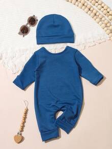 SHEIN 2Pcs Set Newborn Boy Photography Outfits Little Brother Embroidery Baby Coming Home Outfit Baby Shower Gift 1 Month 3 Month Infant Photo Props Newborn Baby Boy Going Home Outfit Baby Outfits Unisex Baby Boy Clothes Long Sleeve Hello World Newborn Outfit Newborn Unisex Clothes Baby Outfits Unisex For Fall - Blue - View 4