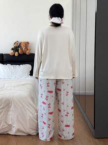 Dream Adore Plus Size Cherry Print V-Neck Long Sleeve Pajama Set Cherry Pajama Set Pajamas Set For Woman - Multicolor - View 2
