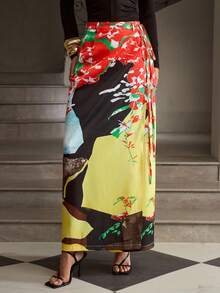 ZEYLAH 女士新款百搭彩色真丝印花A字中长裙 - 彩色 - 查看 2