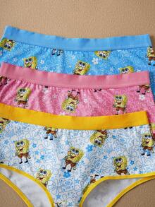 SpongeBob SquarePants | SHEIN Women's Comfortable Soft Cute Cartoon Pattern Panties - Multicolor - View 5