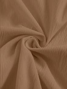 Elegant Woven Long Sleeve Collared Blouse + Casual Woven Sleeveless Midi Dress, For Teenage Girls - Khaki - View 3