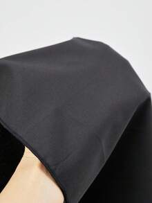 SHEIN 青少年女孩撞色领长袖休闲学院风连衣裙 - 黑色 - 查看 6