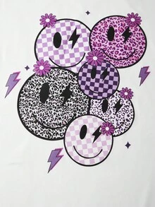 SHEIN ChillGRL 2 件套青少年女孩字母印花圆领 T 恤 + 工装裤，休闲街头风格 - 紫色 - 查看 7