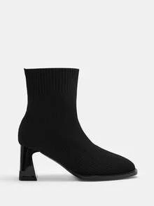 CUCCOO CURVES 女士日常穿着宽头时尚高跟踝靴 - 黑色 - 查看 2