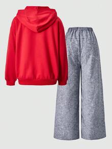 SHEIN ChillGRL Set de 2 piezas: Sudadera con capucha y pantalones estampados para adolescentes - Multicolor - Ver 4