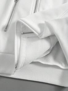 Manfinity Homme 男士秋冬连帽卫衣，双层拉链设计，拉链口袋设计，男士休闲白色连帽衫，男士白色连帽夹克，男士白色连帽卫衣，白色拉链连帽衫，男士白色拉链连帽衫，适合男士穿着，适合日常休闲、周末旅行、户外活动、探险旅行、轻松的工作环境或半正式场合，可作为男友/丈夫礼物、周年纪念/生日礼物、派对礼物、圣诞节礼物、新年礼物。 - 白色 - 查看 8