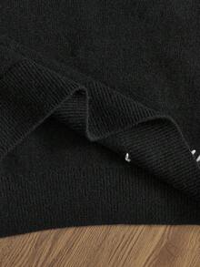 SWAVVY Men's Casual Crew Neck Long Sleeve Pullover Sweater, Autumn/Winter Male Sweater Grunge Sweater Pullover Sweater For Men Knit Men Long Sleeve Knit - Black - View 5