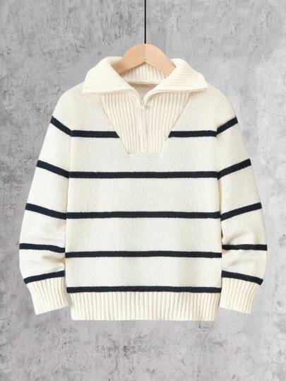 Vacaura Tween Boys Contrast Color-Block V-Neck Zip-Up Pullover Sweater, Relaxed Fit With Flip Collar, Suitable For Daily Wear, Holiday Gatherings, Autumn/Winter Boy Sweaters With Hoodie 8 Years Old Boy Knitwear Kids Winter Sweaters Sweater For Boys Turtle Neck For Boys White For Kid Clothes  Preppy Clothes For Kids