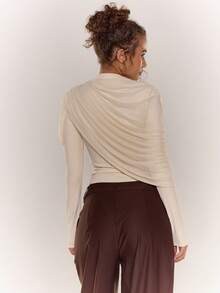 MUSERA 收腰长袖连体衣，网纱垂褶设计，秋冬季舒适可爱，休闲百搭，适合夜晚外出、约会、新年派对等场合。