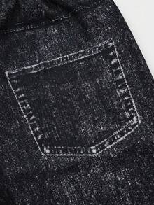 SHEIN Explorewe 女童休闲时尚卡通图案卫衣和配套卡通裤套装 - 黑色 - 查看 10