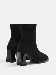 CUCCOO CURVES 女士日常穿着宽头时尚高跟踝靴 - 黑色 - 查看 9