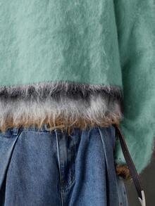 NEON BLANC品牌男士秋冬新款条纹套头羊毛衫，时尚宽松休闲风格 - 綠色 - 查看 4