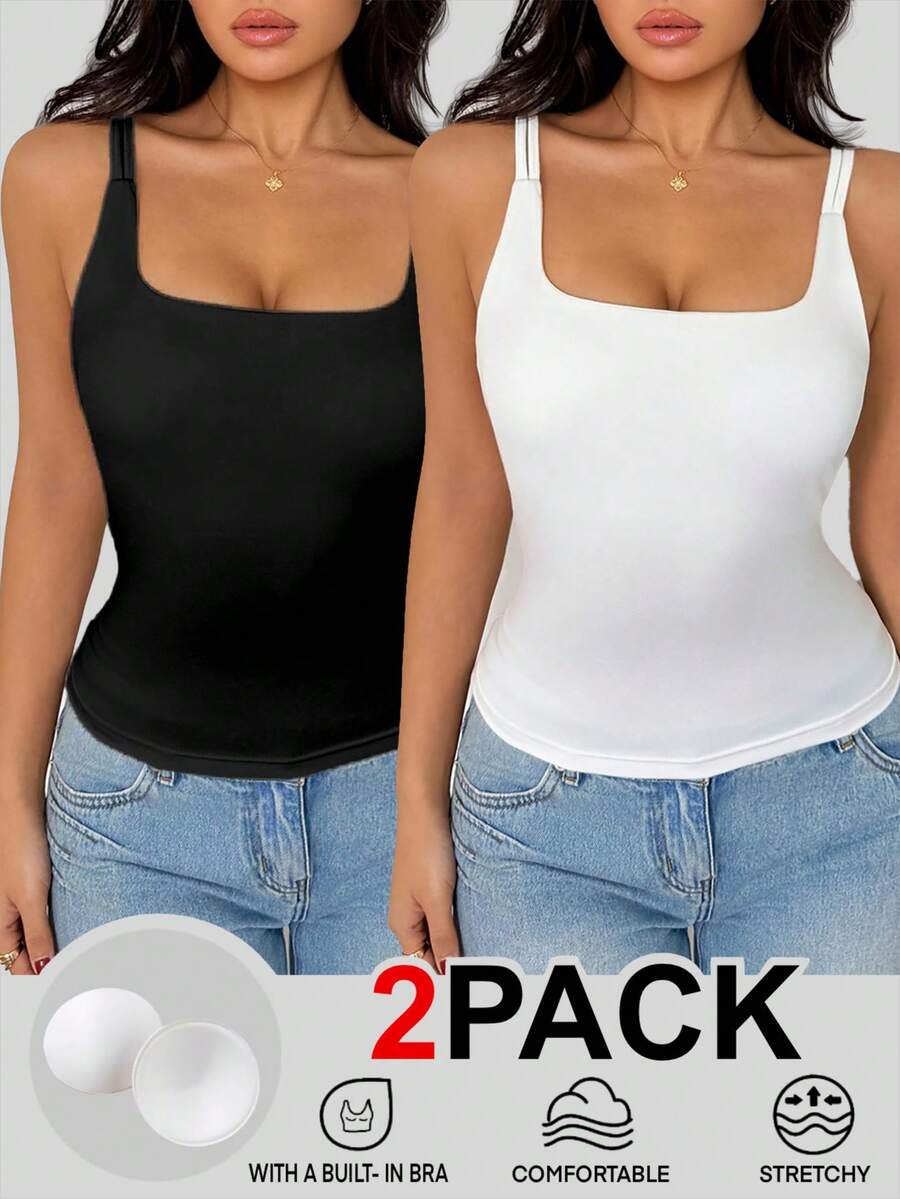 Islaluna 2pcs Women's Casual Camisole With Padded Bra Top & Shorts Set - Multicolor - View 1