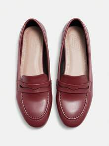 CUCCOO CURVES Women's Casual Versatile Commuting Minimalist Wide Fit Flats For Christmas - Burgundy - View 2