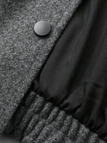 DAZY Elegantes formelles 2-teiliges Damen-Set: Einfarbige, locker sitzende Woll-Jacke mit Rollkragen und Langarm sowie gerade geschnittener, ausgestellter Rock, Herbst/Winter - Grau - Übersicht 7